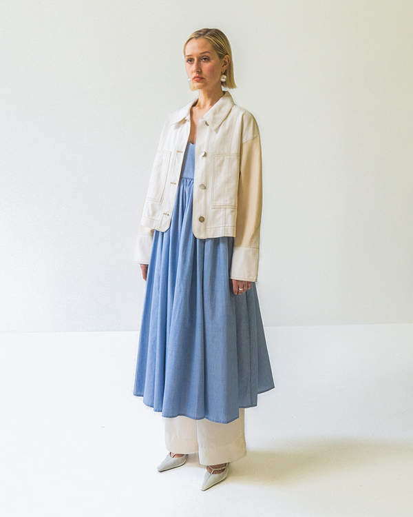 Emin Paul Beige Contrast Denim Jacket