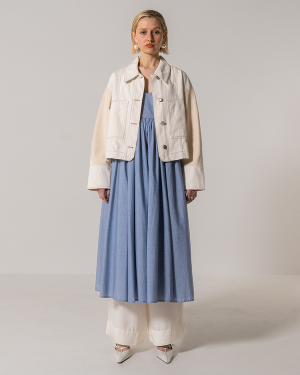 Emin Paul Beige Contrast Denim Jacket