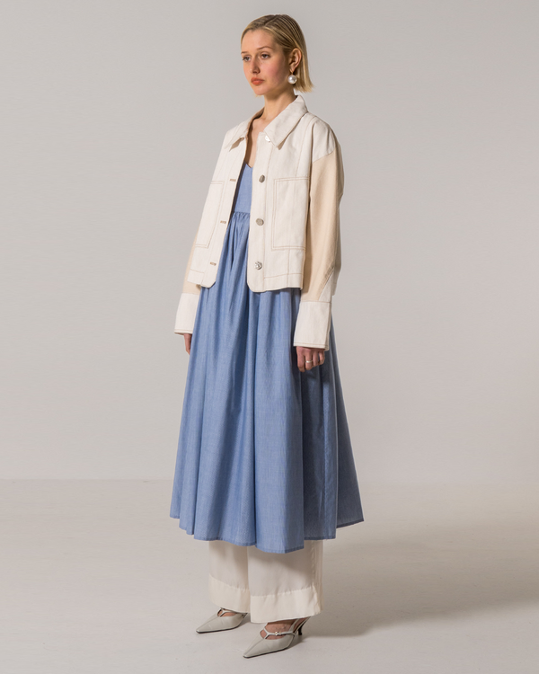 Emin Paul Beige Contrast Denim Jacket