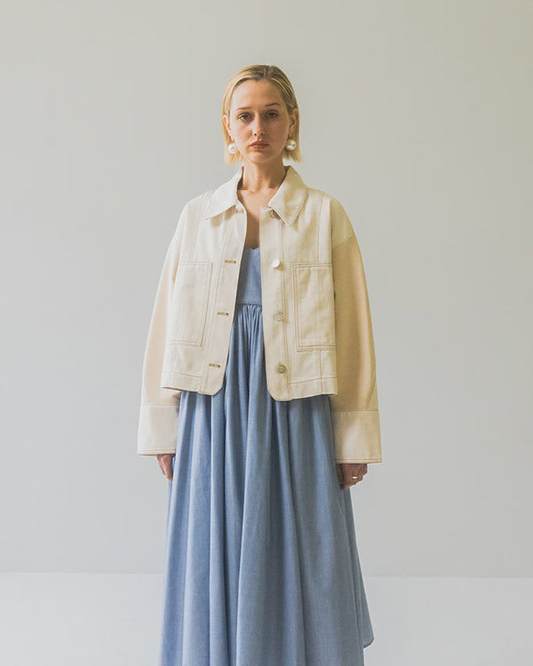 emin paul Beige Contrast Denim Jacket