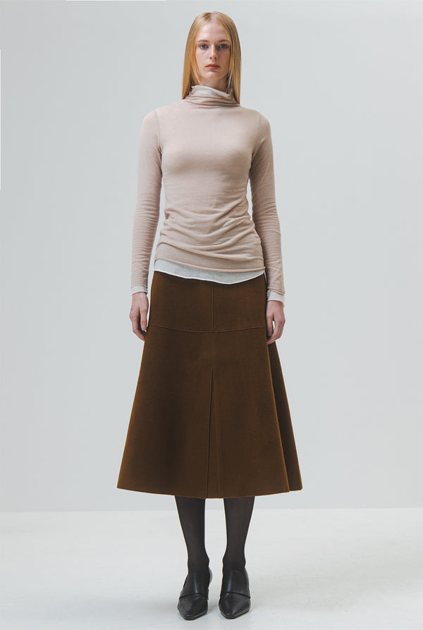 Emin Paul Beige Funnel Neck Long Sleeve Top