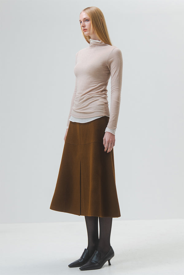 Emin Paul Beige Funnel Neck Long Sleeve Top