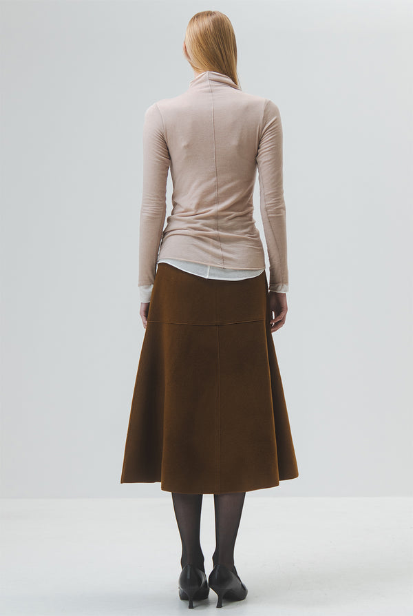 Emin Paul Beige Funnel Neck Long Sleeve Top