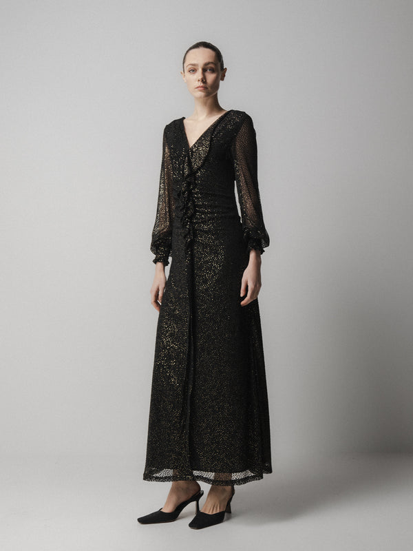 Emin Paul Black Asymmetric Lace Dress