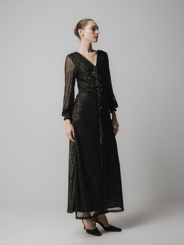 Emin Paul Black Asymmetric Lace Dress