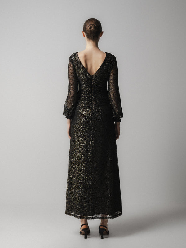 Emin Paul Black Asymmetric Lace Dress