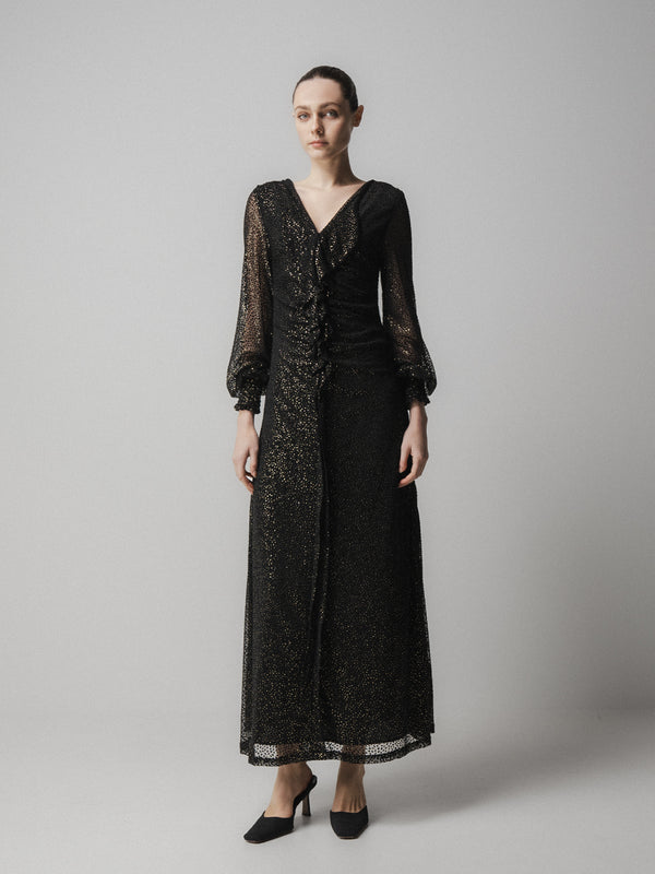 emin paul Black Asymmetric Lace Dress