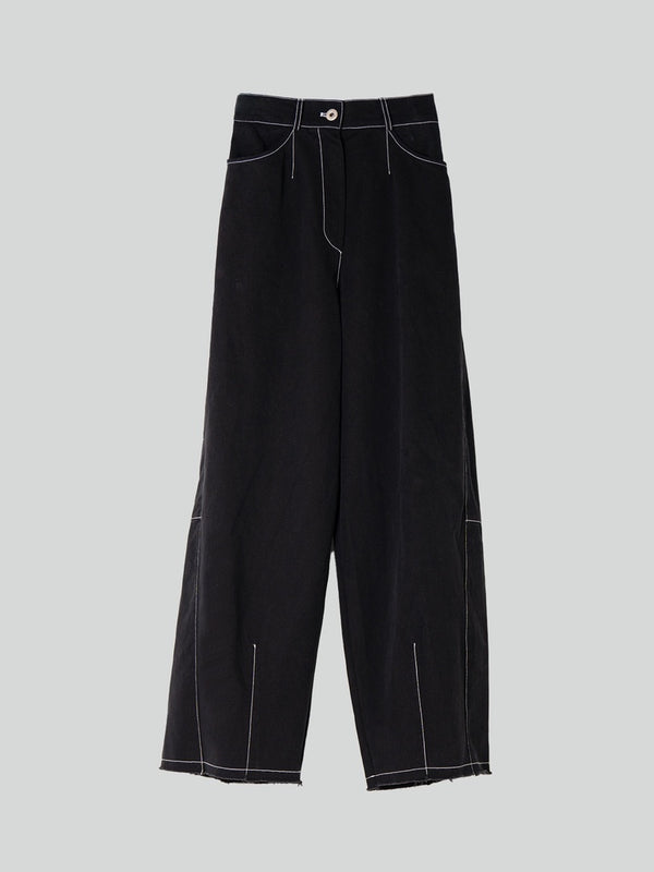 Emin Paul Black Barrel Leg Trousers