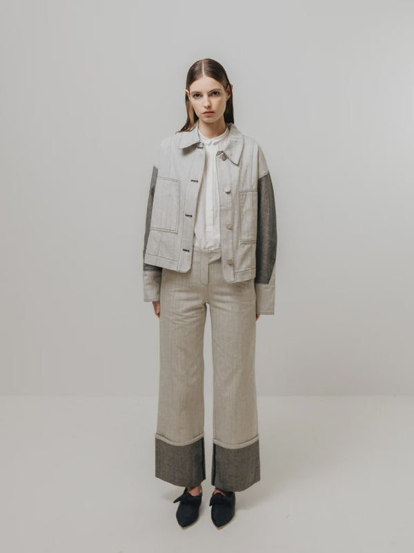 emin paul Black Contrast Denim Jacket