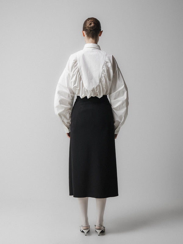 Emin Paul Black Contrast Stitch Side-Slit Skirt