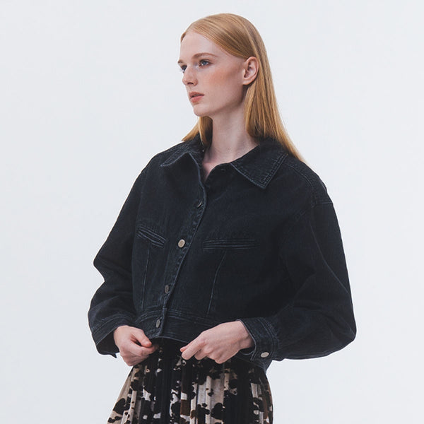 emin paul Black Cropped Denim Jacket