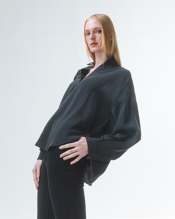 Emin Paul Black Curved Hem Blouse