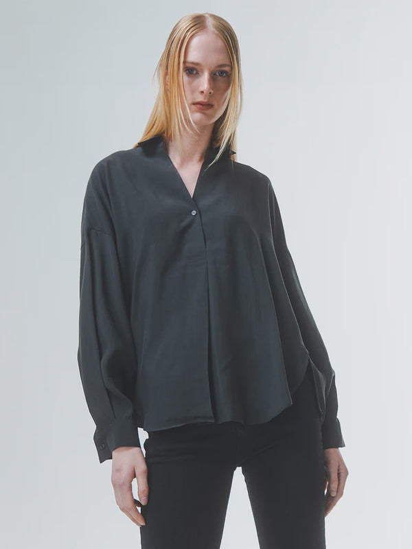 emin paul Black Curved Hem Blouse