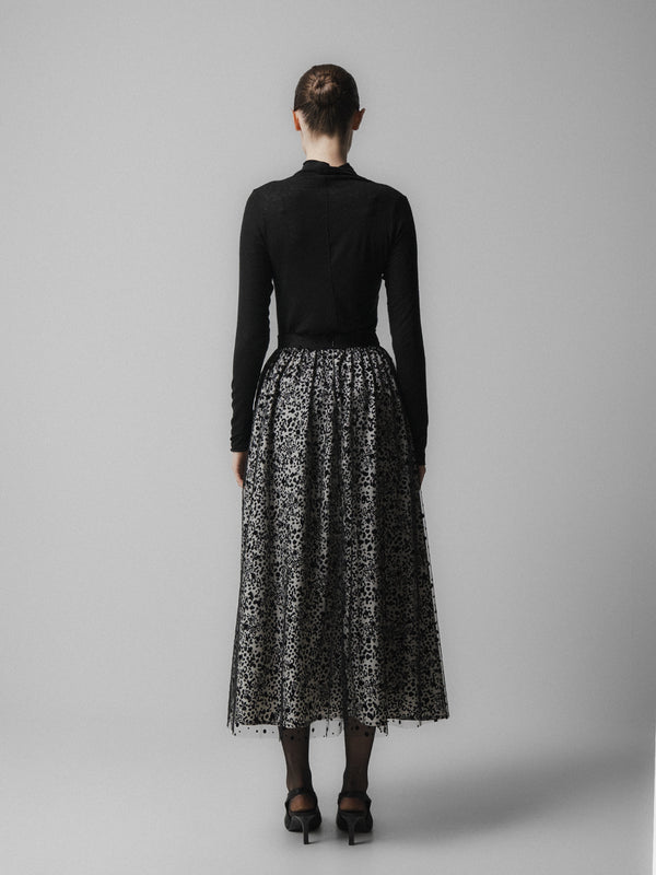Emin Paul Black Floral Mesh Skirt
