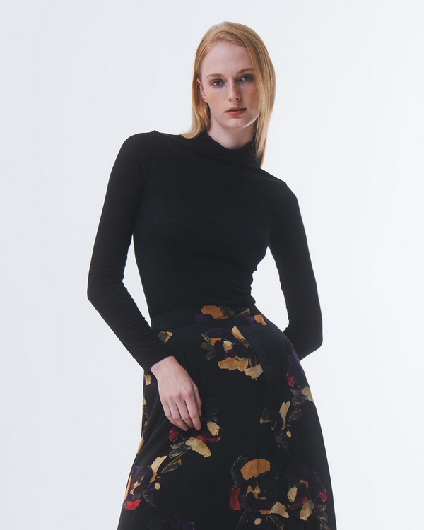 emin paul Black Funnel Neck Long Sleeve Top