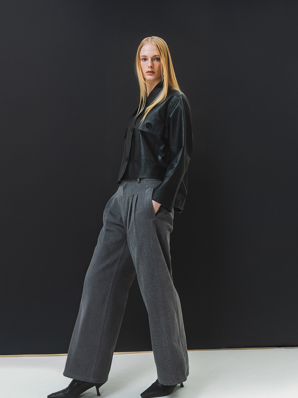 Emin Paul Black High-Low Vegan Leather Jacket