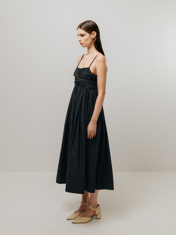 Emin Paul Black Ribbon Tie Sleeveless Dress