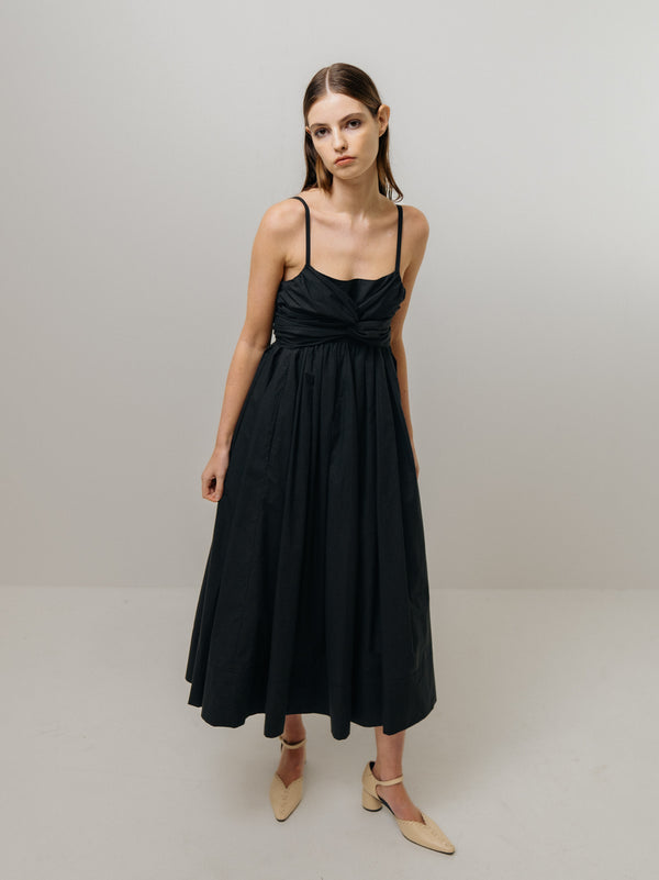 Emin Paul Black Ribbon Tie Sleeveless Dress