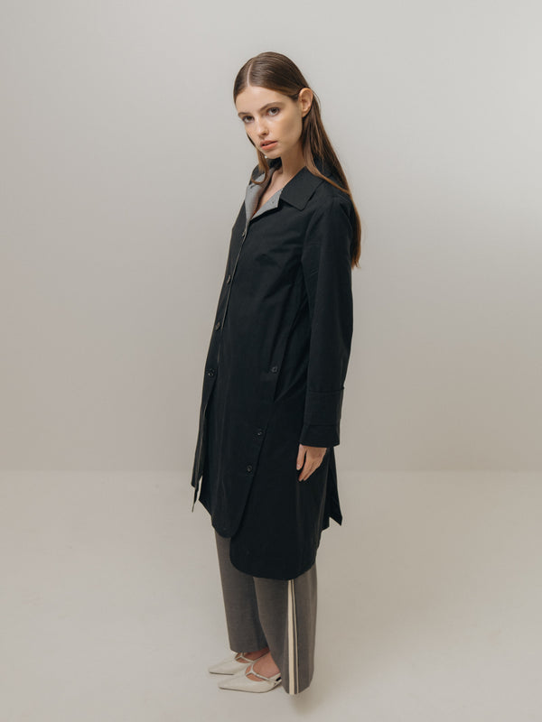 Emin Paul Black Side Button Car Coat