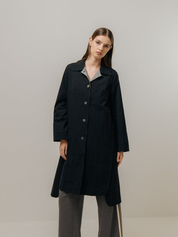 Emin Paul Black Side Button Car Coat
