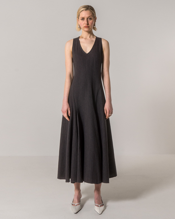 Emin Paul Black Sleeveless Darted Skirt Dress