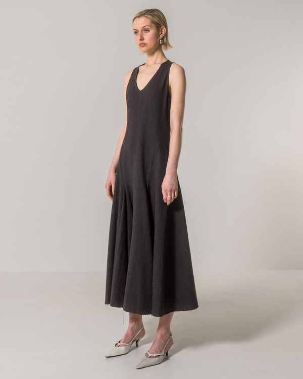 Emin Paul Black Sleeveless Darted Skirt Dress