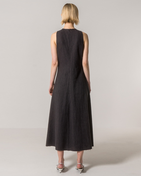 Emin Paul Black Sleeveless Darted Skirt Dress