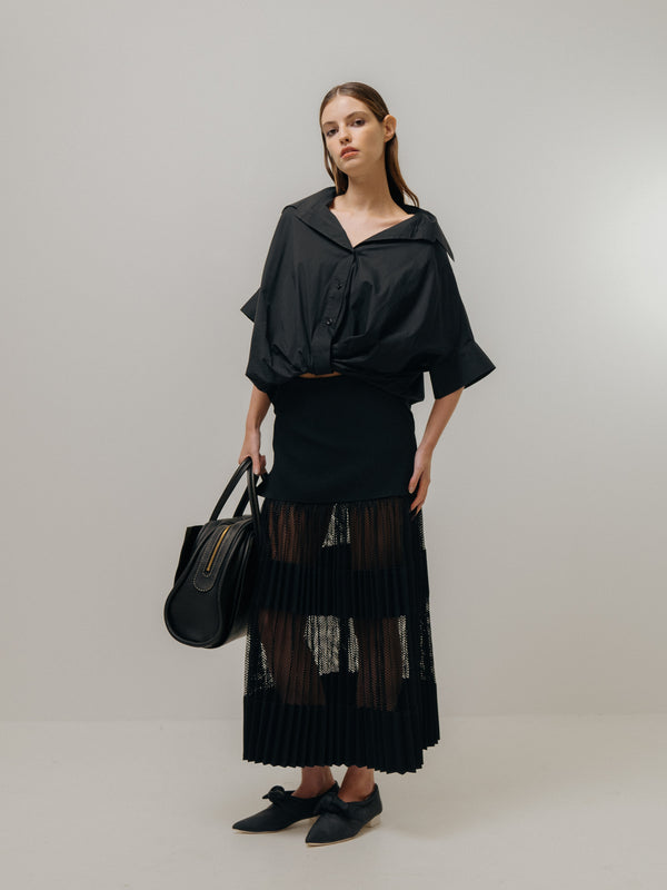 Emin Paul Black Twisted Hem Short Sleeve Shirt