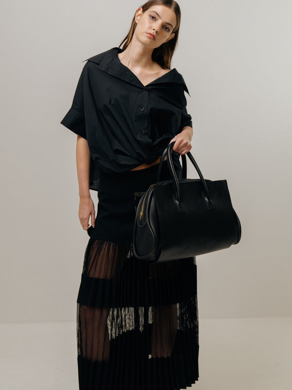 Emin Paul Black Twisted Hem Short Sleeve Shirt