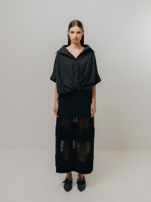 emin paul Black Twisted Hem Short Sleeve Shirt