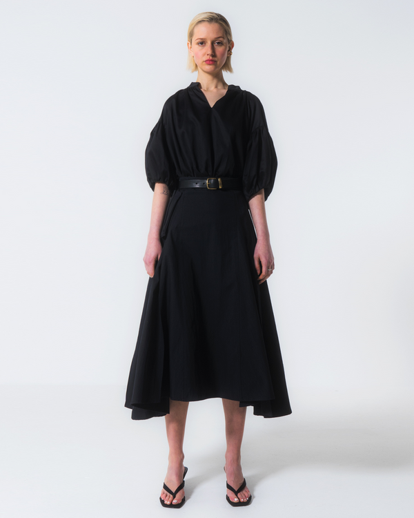 Emin Paul Black V-Neck Puff Sleeve Blouse