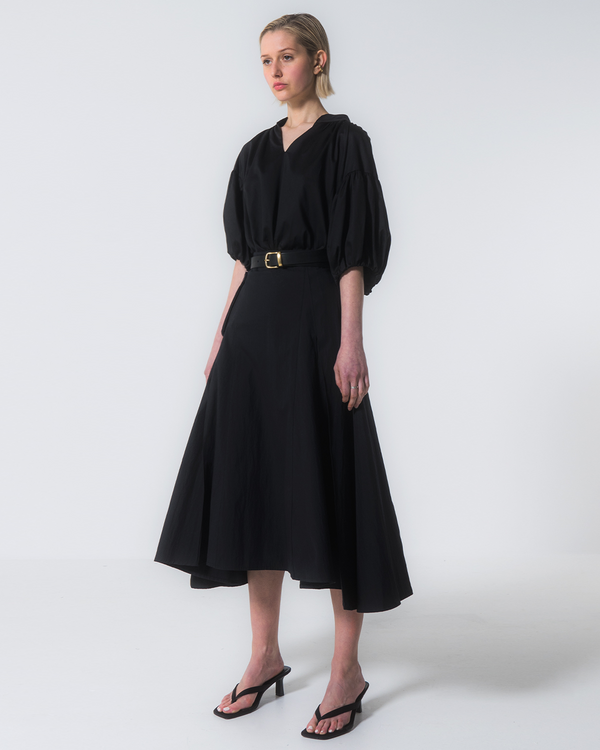 Emin Paul Black V-Neck Puff Sleeve Blouse