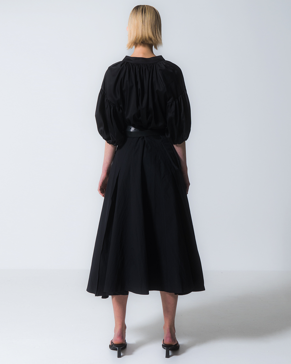 Emin Paul Black V-Neck Puff Sleeve Blouse