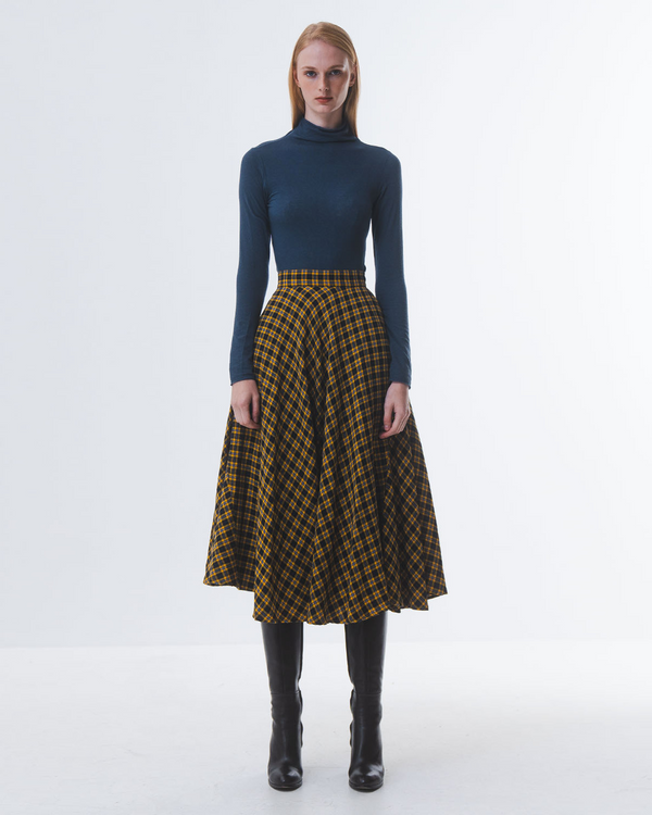 Emin Paul Blue Funnel Neck Long Sleeve Top