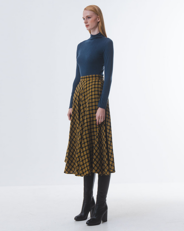 Emin Paul Blue Funnel Neck Long Sleeve Top