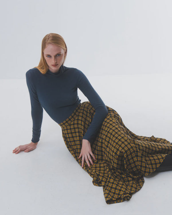 emin paul Blue Funnel Neck Long Sleeve Top