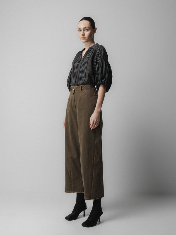 Emin Paul Brown Barrel Leg Trousers