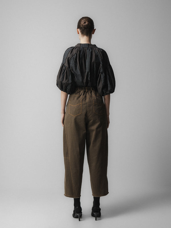 Emin Paul Brown Barrel Leg Trousers