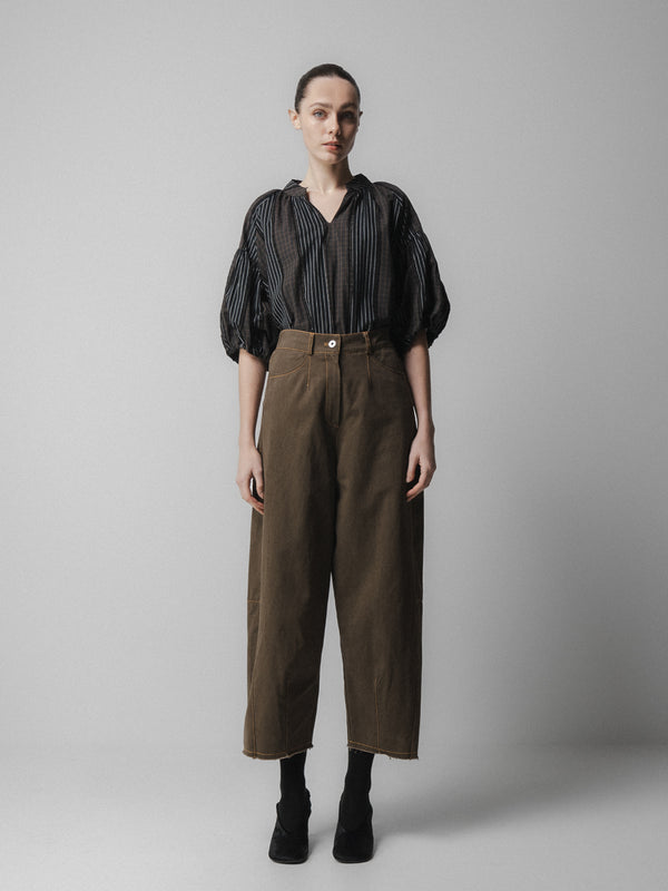 emin paul Brown Barrel Leg Trousers