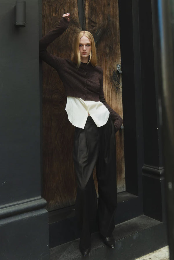 emin paul Brown Cropped Cardigan