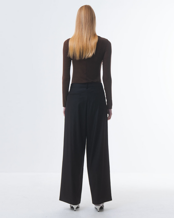 Emin Paul Brown Funnel Neck Long Sleeve Top