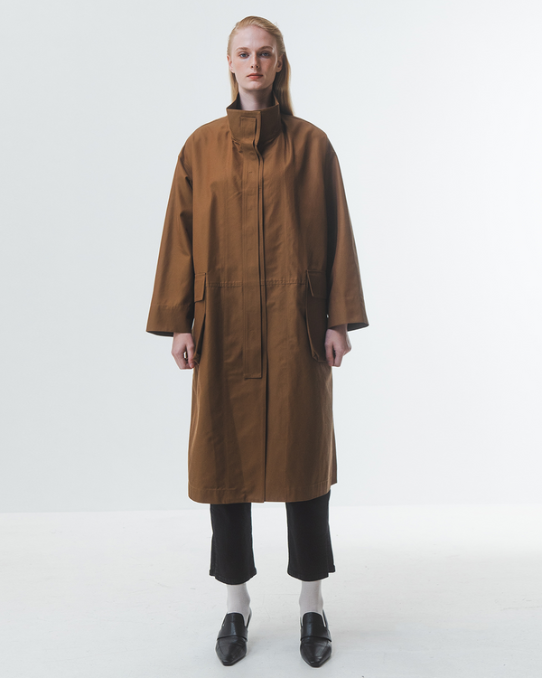 Emin Paul Brown Funnel Neck Utility Coat
