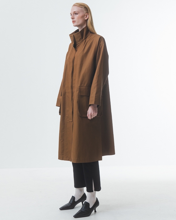 Emin Paul Brown Funnel Neck Utility Coat
