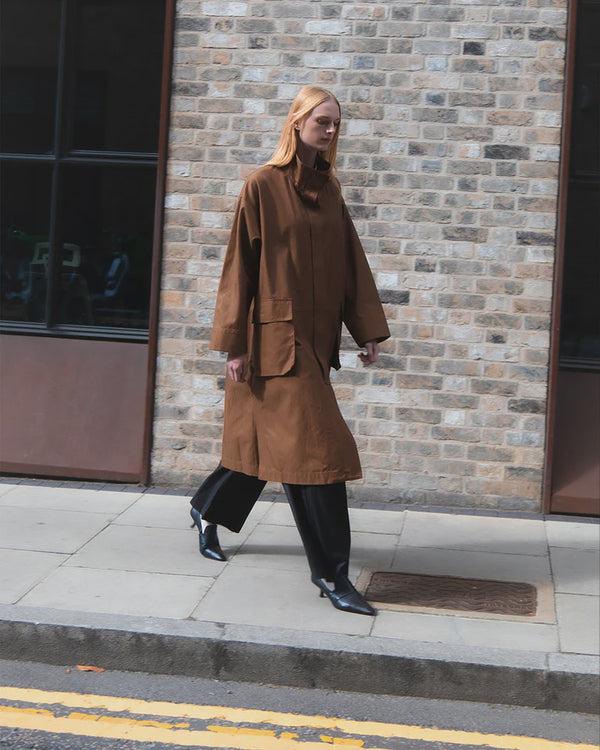 emin paul Brown Funnel Neck Utility Coat