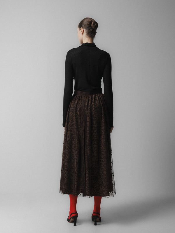 Emin Paul Brown Leopard Mesh Skirt