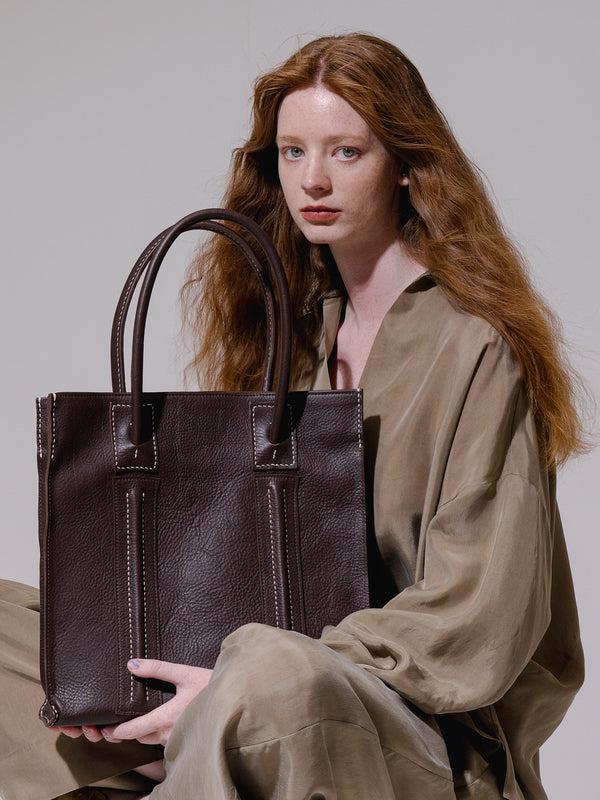 Emin Paul Brown Square Leather Bag Large