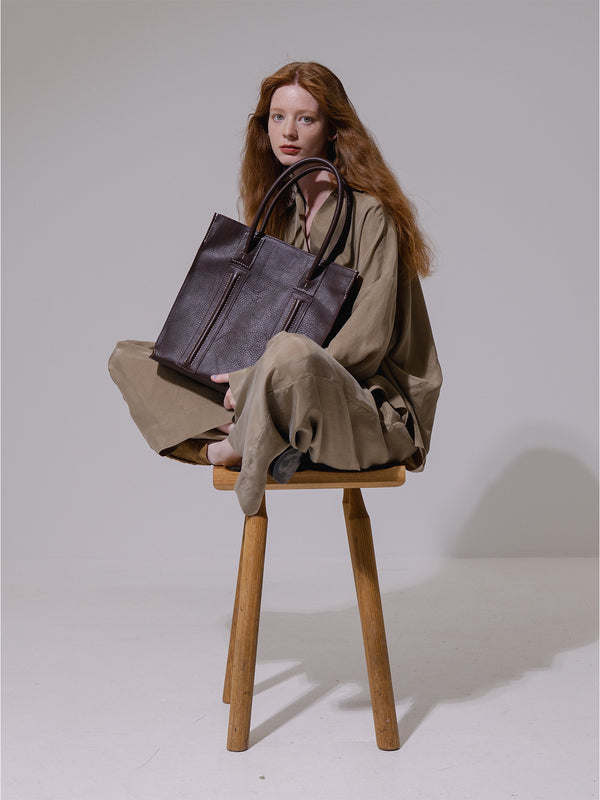 Emin Paul Brown Square Leather Bag Large