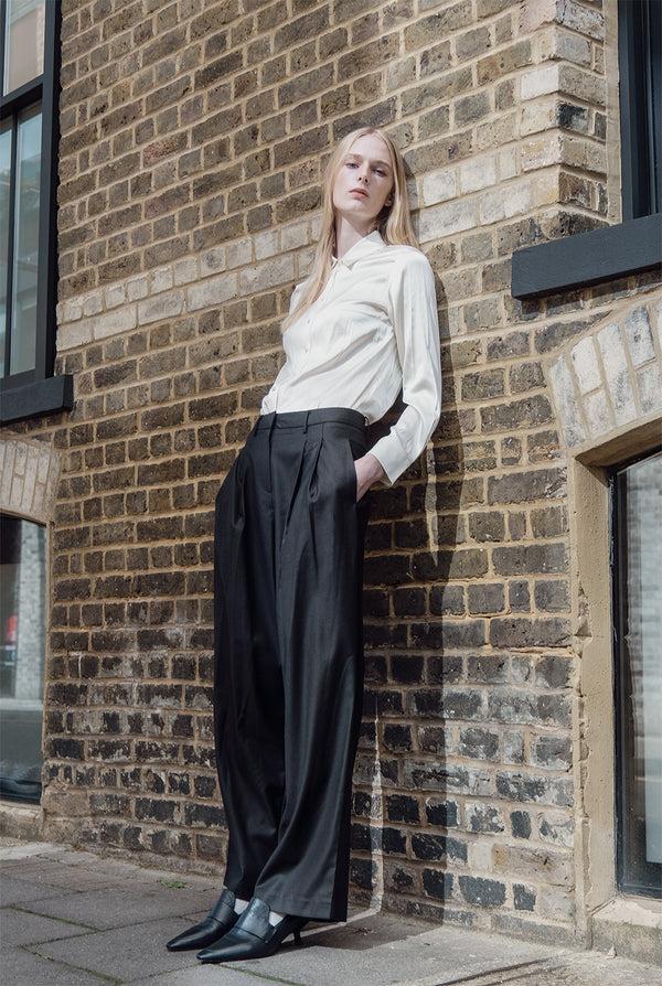 emin paul Brown Wool Tailored Twin Pleat Trousers