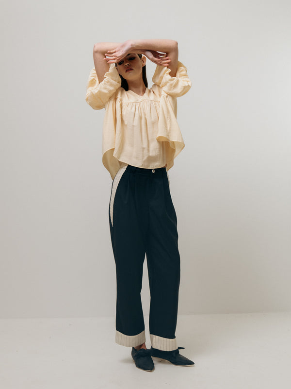 Emin Paul Butter Puff Sleeve Babydoll Blouse