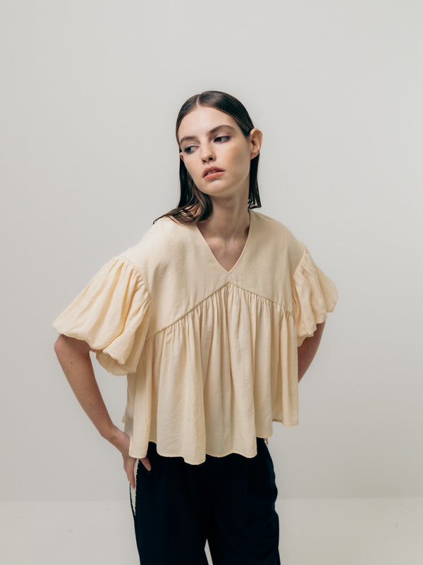 Emin Paul Butter Puff Sleeve Babydoll Blouse